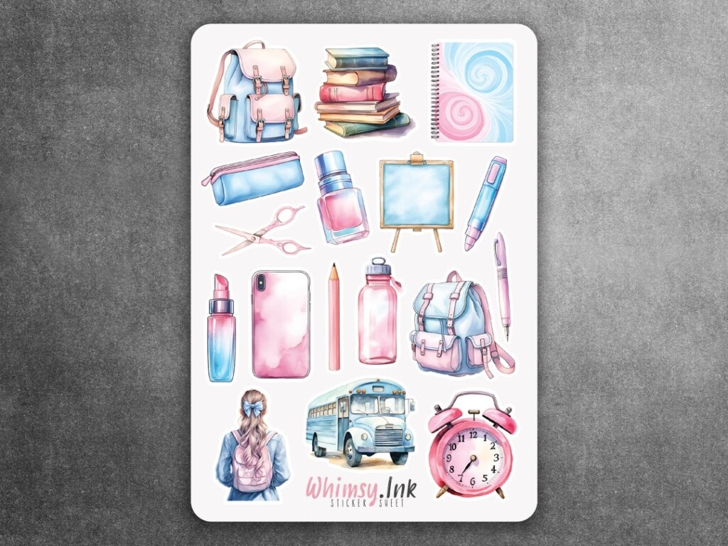 Pastel Back To School Vinyl Sticker Sheet Great For Planners 