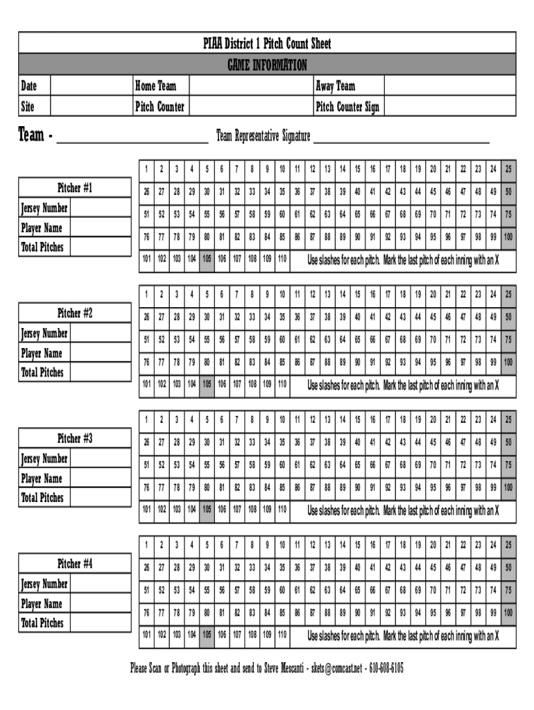 Pitch Count Sheet Printable Complete With Ease AirSlate SignNow