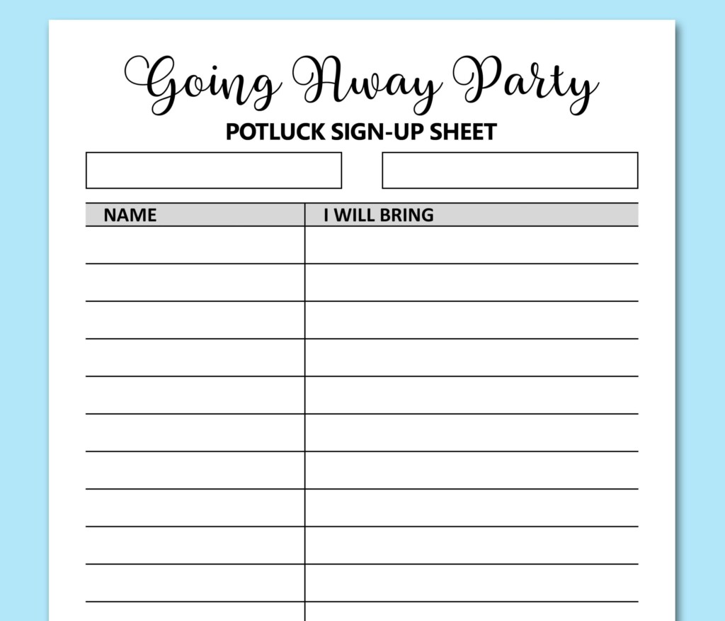 Potluck Sign Up Sheet Printable