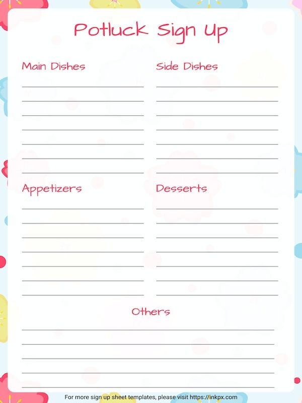 Potluck Sign Up Sheets Free Printable Artofit