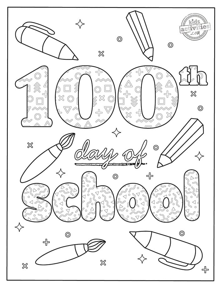 Printable 100th Day Of School Coloring Page Free Printable Coloring 