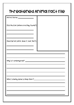 Printable Animal Fact Sheet Template