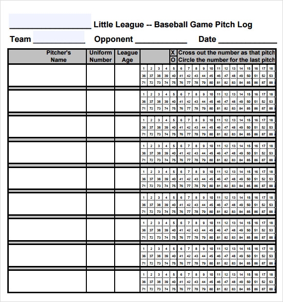 Printable Baseball Scorecard With Pitch Count