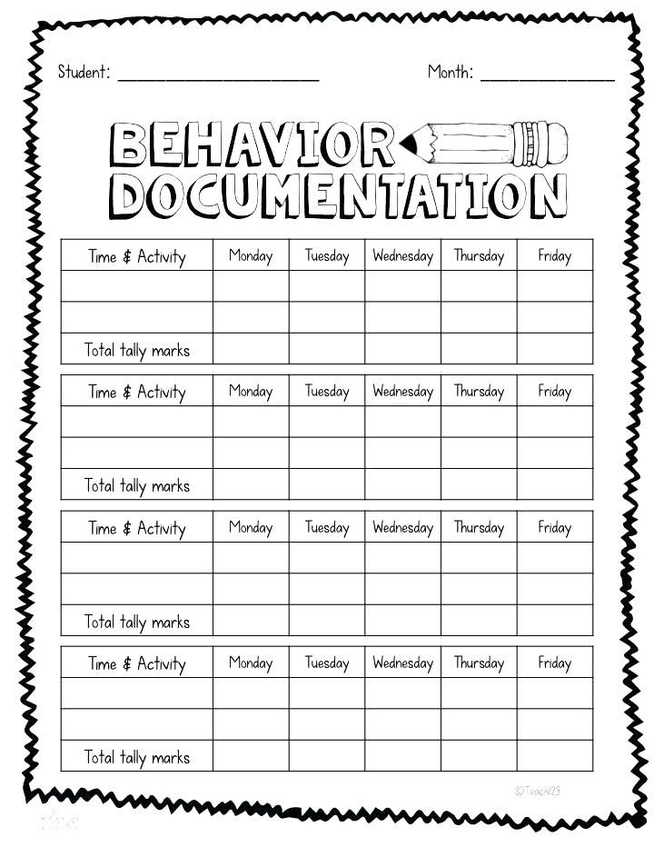 Printable Behavior Charts For Middle School Students Plans Classroom