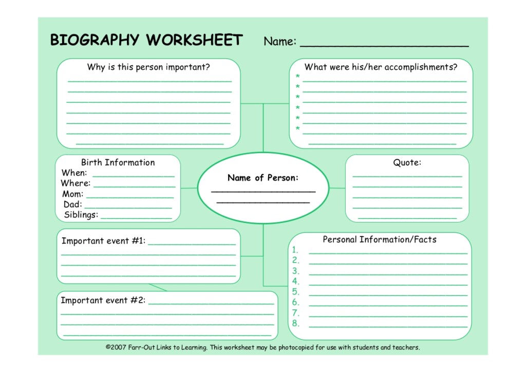 Printable Biography Worksheets