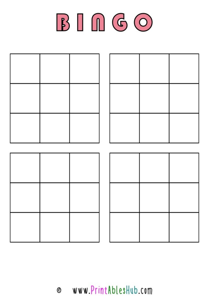 Printable Blank Bingo Cards 4 Per Page