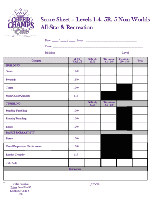 Printable Cheerleading Score Sheet