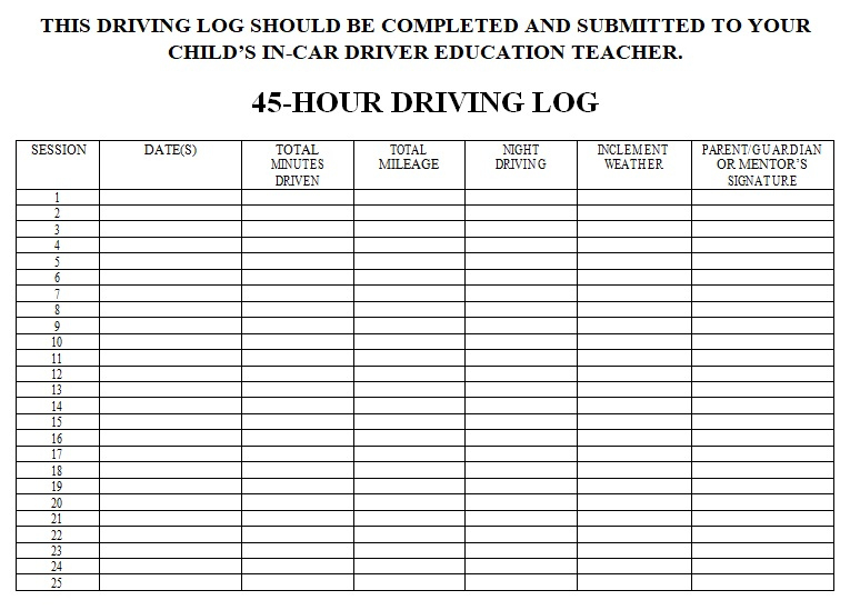 Printable Driver Log Book Template 5 Best Documents Inside Project 