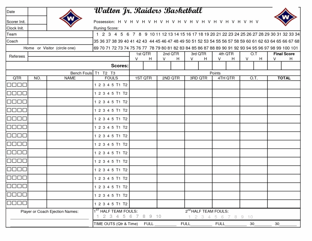 Printable Stat Sheets For Basketball