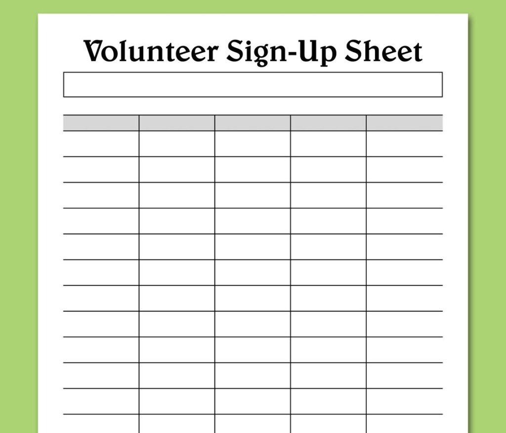 Printable Volunteer Sign Up Sheet Template Printable Templates Free