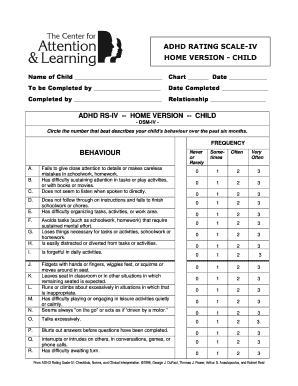QC1 ADHD RS IV ADHD Rating Scale Home Edition Child 2020 2024 Fill 