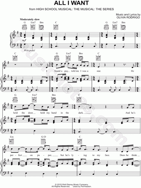  quot All I Want quot From 39 High School Musical The Musical The Series 39 Sheet 