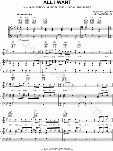  quot All I Want quot From 39 High School Musical The Musical The Series 39 Sheet 