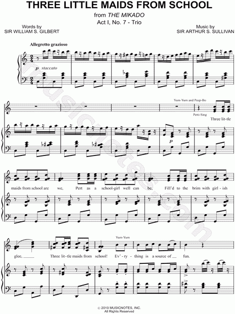  quot Three Little Maids From School quot From 39 The Mikado 39 Sheet Music In C 