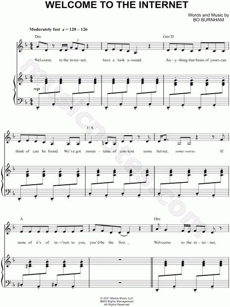  quot Welcome To The Internet quot From 39 Bo Burnham Inside 39 Sheet Music In D 