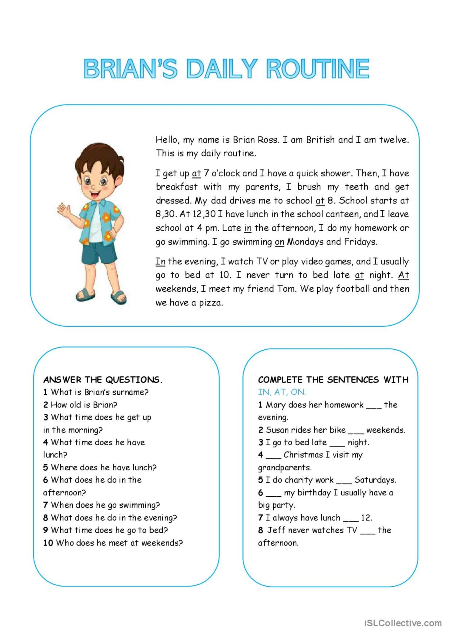 RC Prepositions Of Time Brian 39 s English ESL Worksheets Pdf Doc