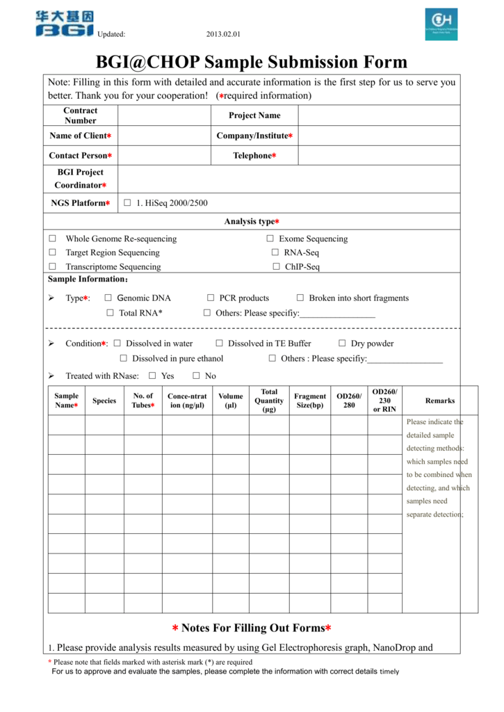 Sample Submission Form