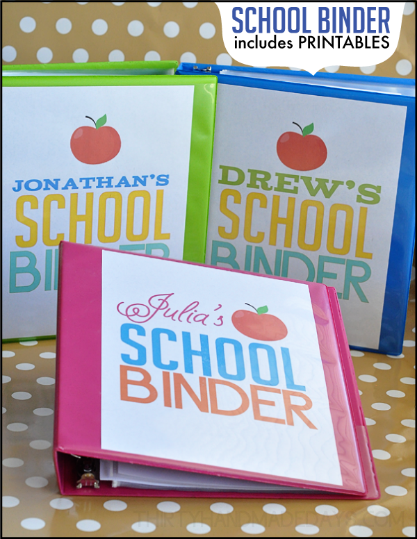School Binder With Printables