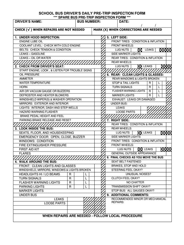 School Bus Pre Trip Inspection Cheat Sheet AirSlate SignNow