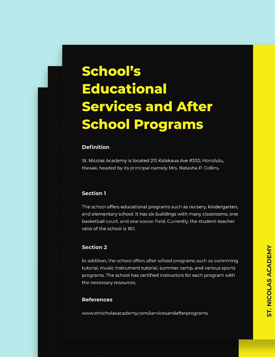 School Fact Sheet Template In Word PSD Illustrator Publisher Google