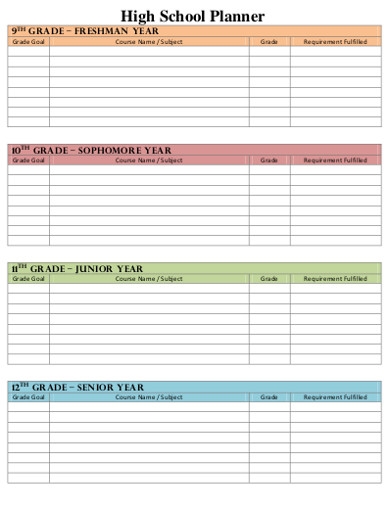School Planner 11 Examples Format Pdf