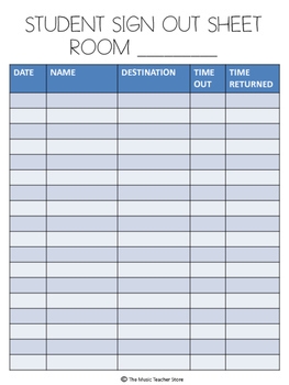 School Sign Out Sheet