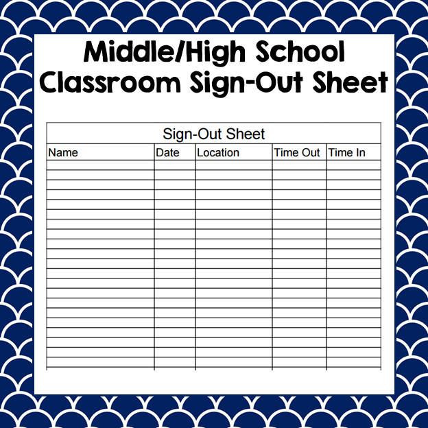 School Sign Out Sheet
