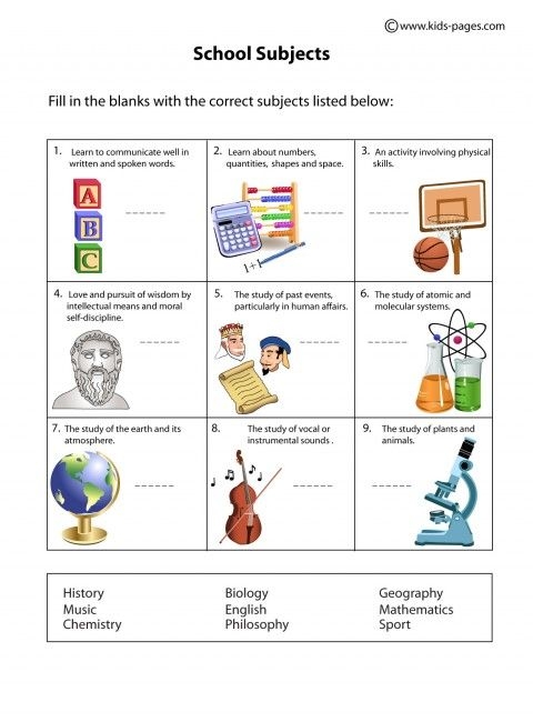 School Subjects Worksheet School Subjects Reading Comprehension 