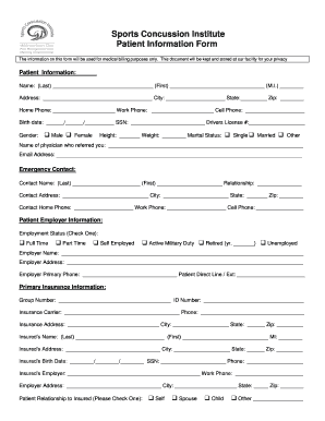 Schools Concussion Form Fill Online Printable Fillable Blank 