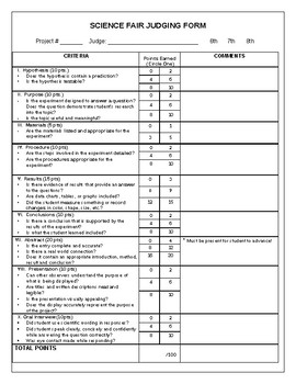 Science Fair Judge Packet By The Learning Glass TpT