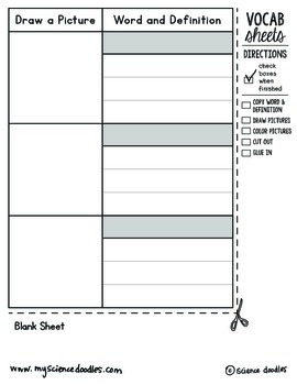 Science Or Math Doodle Interactive Notebook VOCABULARY Blank FREEBIE 