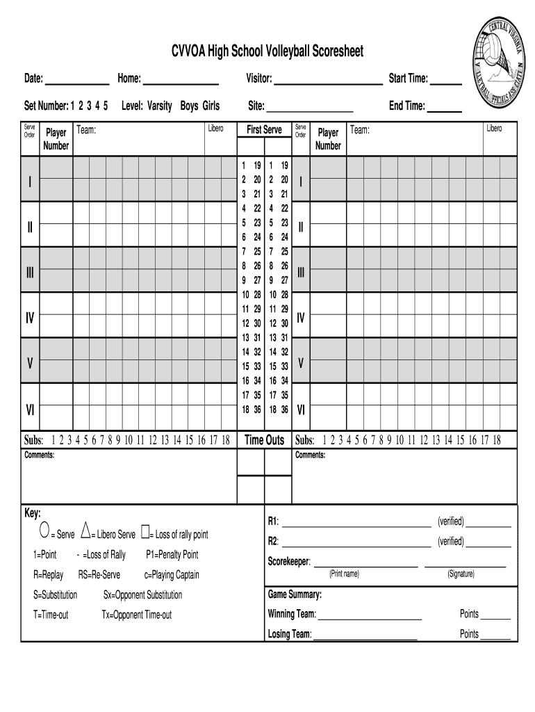 Score Sheet Volleyball Pdf