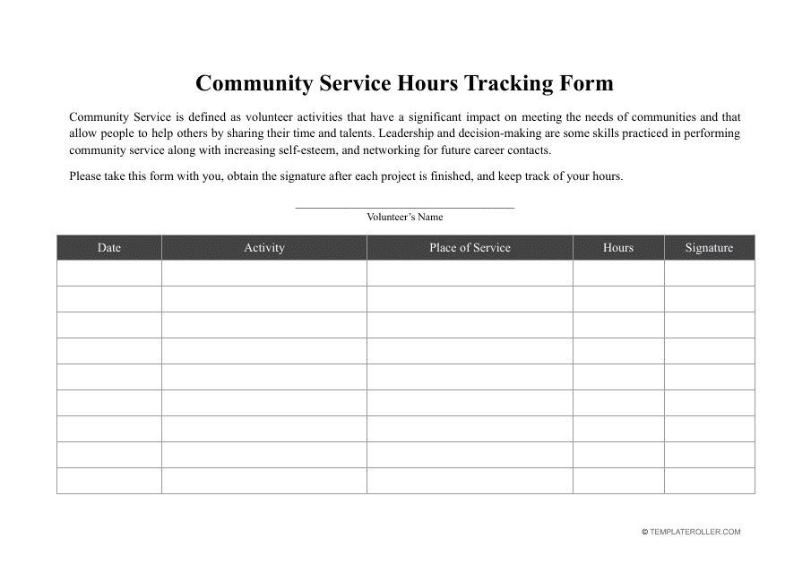 Service Hours Templates PDF Download Fill And Print For Free 