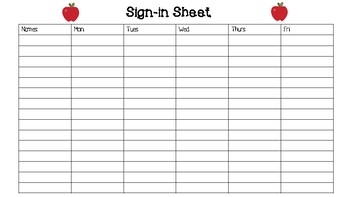 Sign In And Out Sheets TPT
