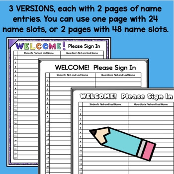 Sign In Sheet Back To School Night Open House Parent Sign In Sheet