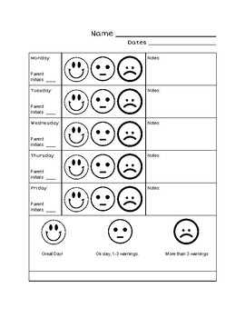 Smiley Face Behavior Chart Printable