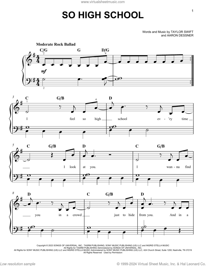 So High School Sheet Music For Piano Solo PDF interactive 