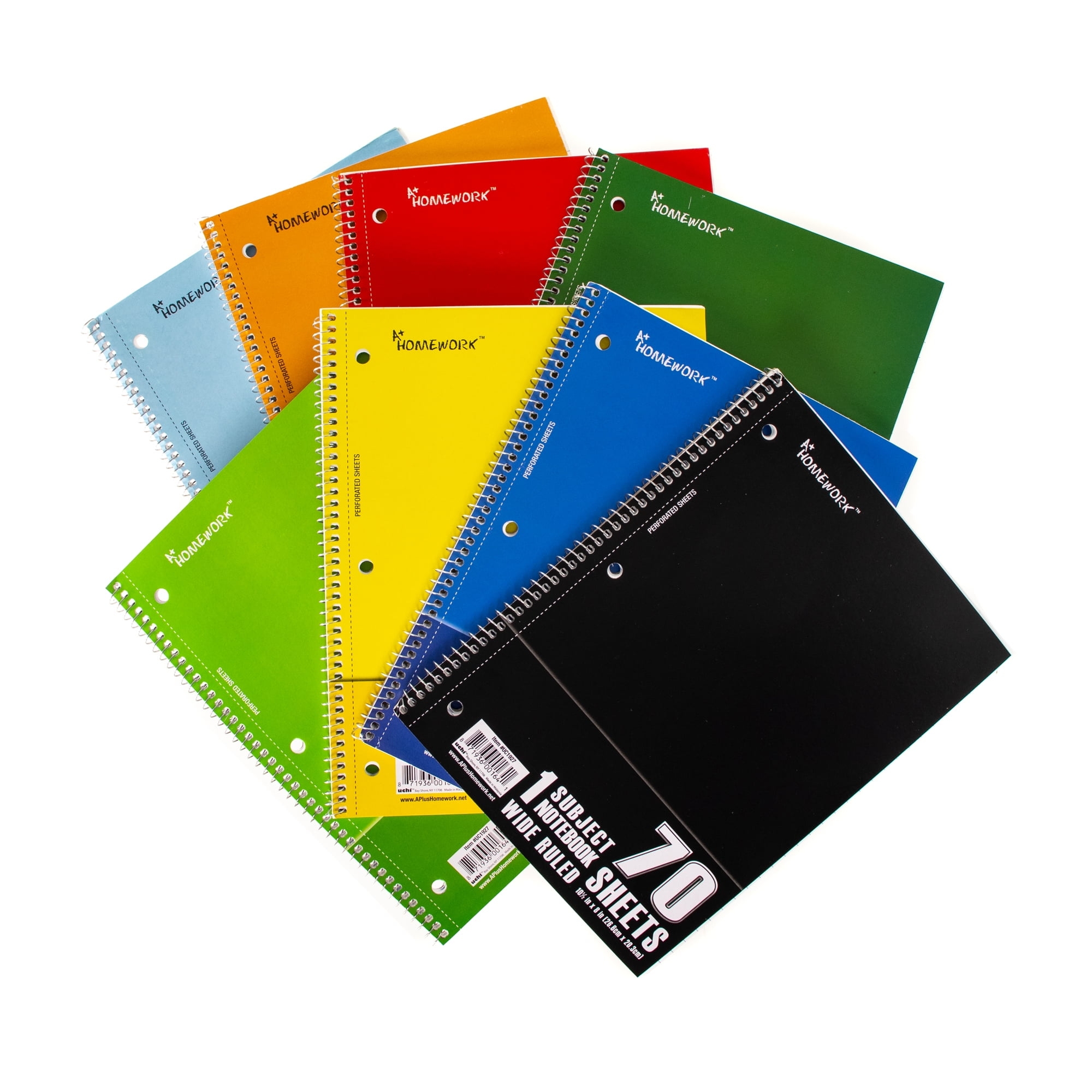 Spiral Notebooks 70 Sheets Wide Ruled School Supplies Sizes