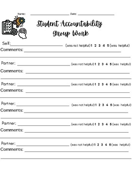 Student Accountability Form Group Work By Aura Castellanos TPT