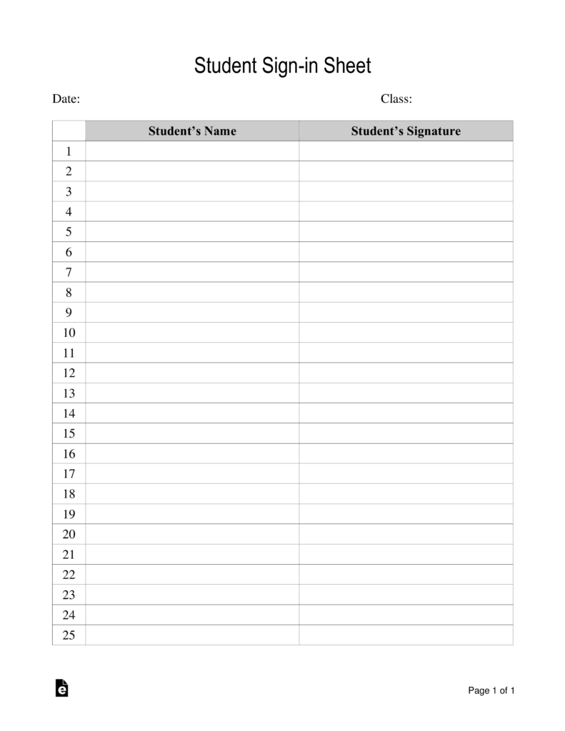 Student Attendance List Template HQ Printable Documents
