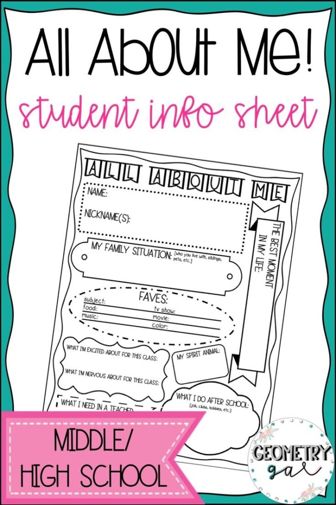 Student Info Sheet All About Me Student Info Student Info Sheet 