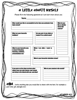 Student Info Sheet For The First Day Of School By Jessica Alletson