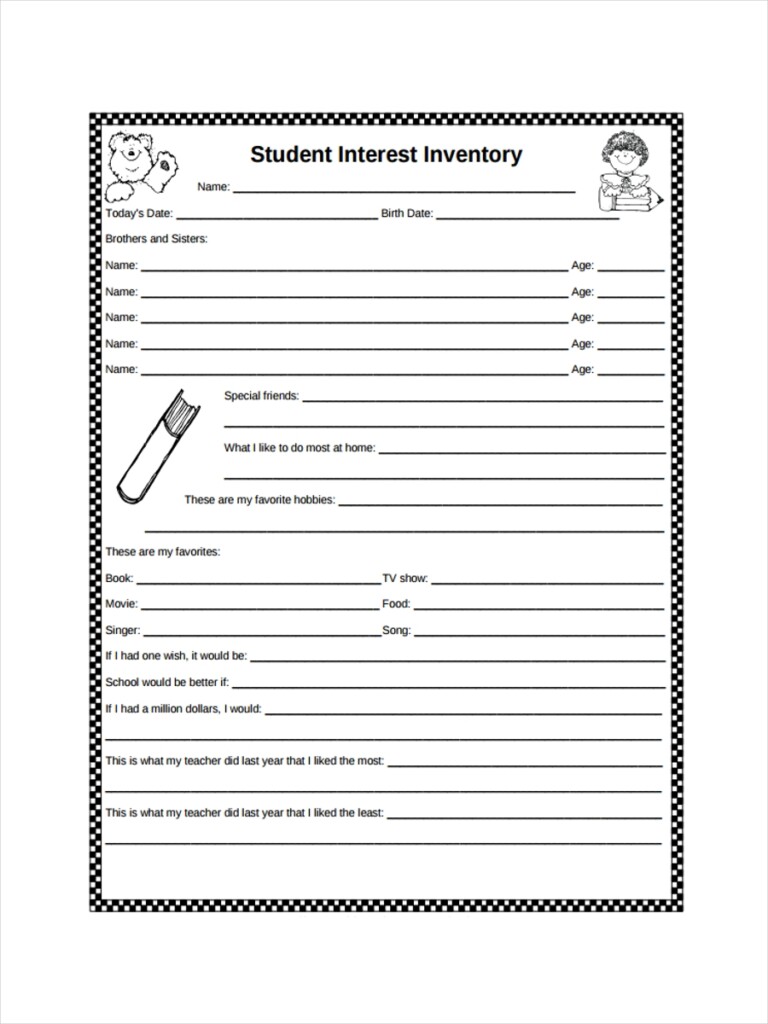 Student Inventory Examples To Download