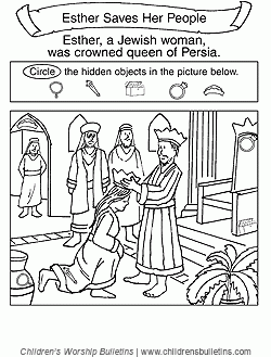 Sunday School Activities About Esther Children 39 s Worship Bulletins