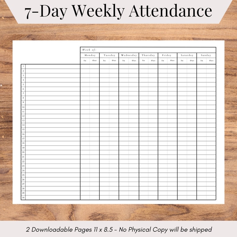 Sunday School Sign Out Sheet Etsy