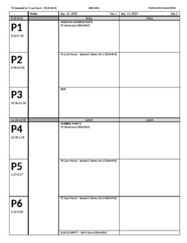 Teacher Weekly School Planner For 6 Or 8 Periods Template By Bonjour 