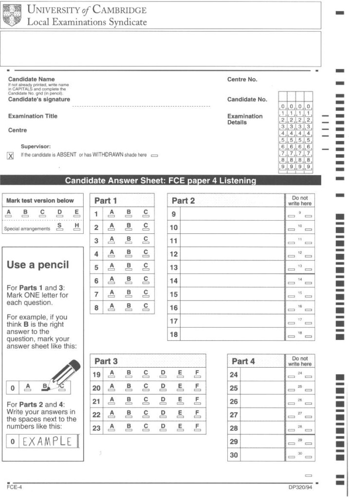The Cambridge First Certificate In English Examination