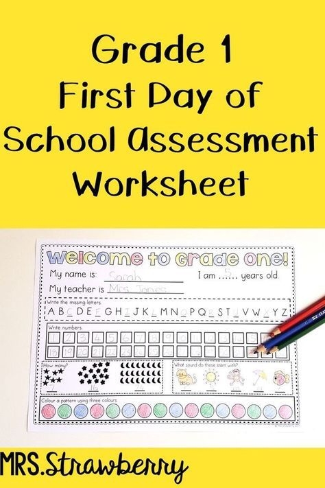 The First Day Of School Assignment Worksheet Is Shown With Pencils Next 