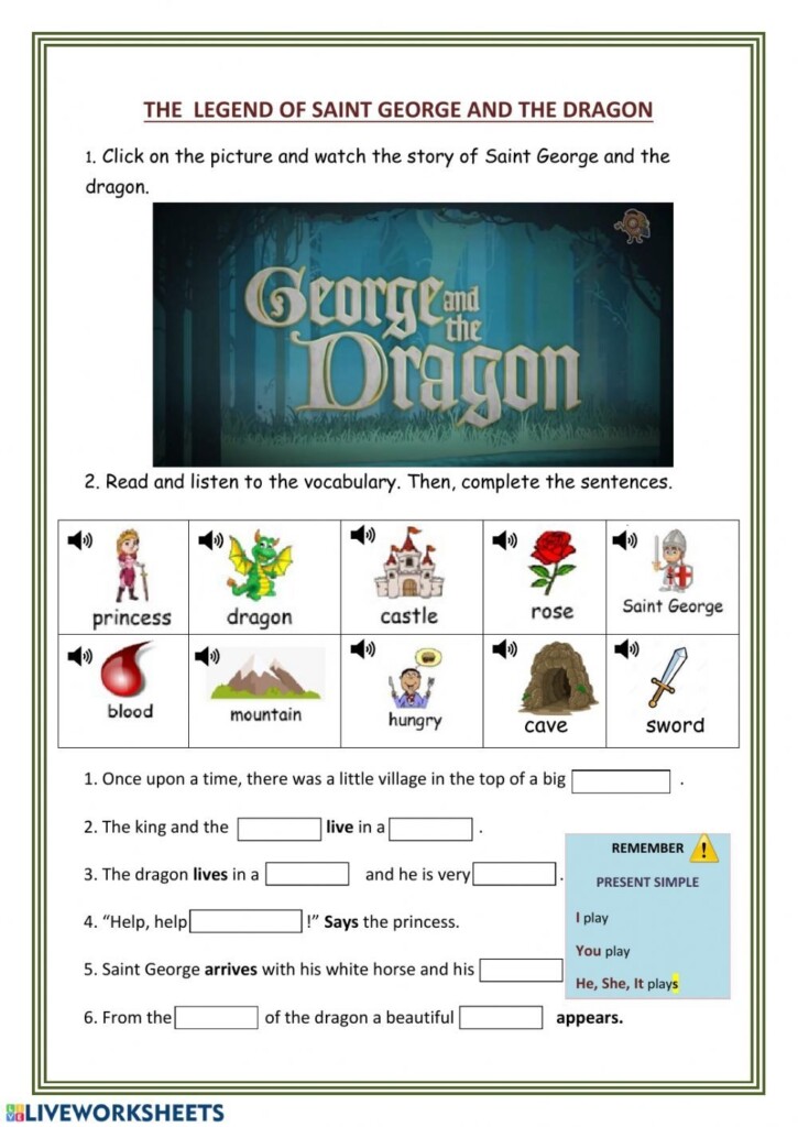 The Legend Of Saint George Interactive Worksheet English Worksheets 