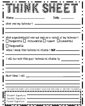 Think Sheet PDF By Resourceful Resources TPT